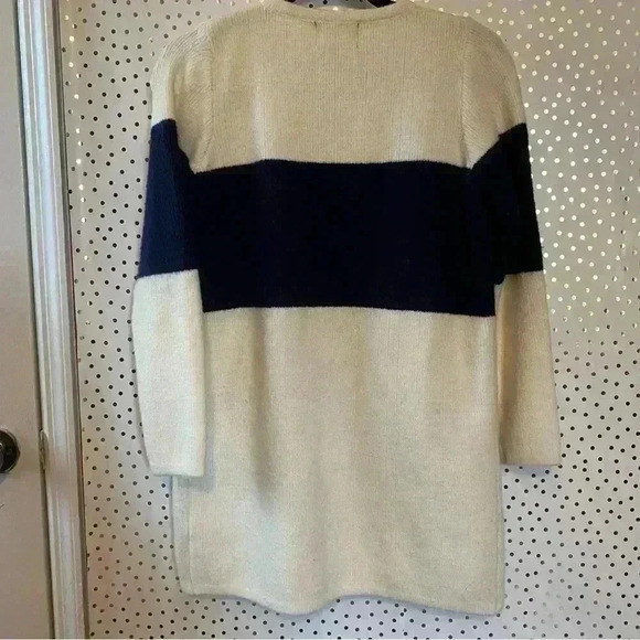 La Fee Verte Wool Navy Blue Cream Long Cardigan - Picture 7 of 7